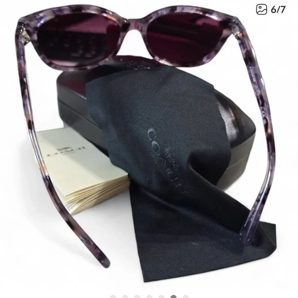 Coach Purple Tortoise Sunglasses For Women With Case EUC - Picture 6 of 7